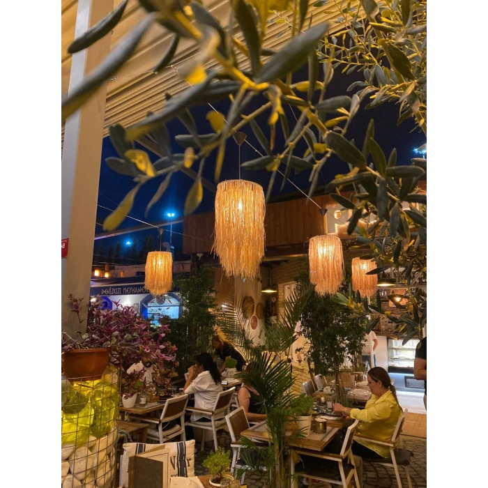 Hasır Rafya Tasarım Bohem Avize 28 cm çap