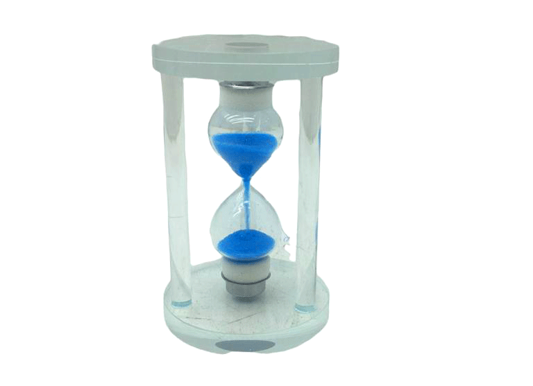 KÜÇÜK CAM KUM SAATİ CAM STANDLI 5 DAKİKA ZAMANLI = ÇAP: 5.8CM-YÜKSEKLİK: 9.8CM (5263)