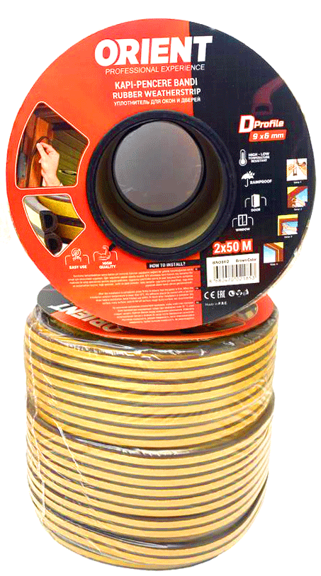 KAHVERENGİ 100MT2X50MTBOBİN FİTİL KAPI PENCERE BANT (5263)