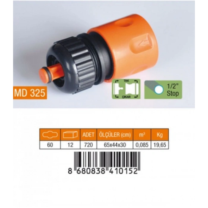 1/2 HORTUM BAĞLANTI ADAPTÖRÜ STOPLU (5263)