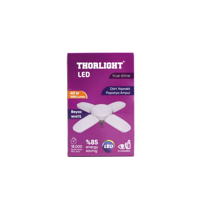1+4 KOLLU - YAPRAKLI PERVANE MODELİ PAPATYA BEYAZ LED LAMBA AMPUL 40W - E27 P-6040B (5263)