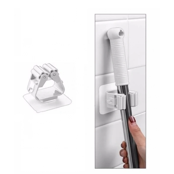 1 Adet Yapışkanlı Pratik Mop Tutucu Beyaz (5263)