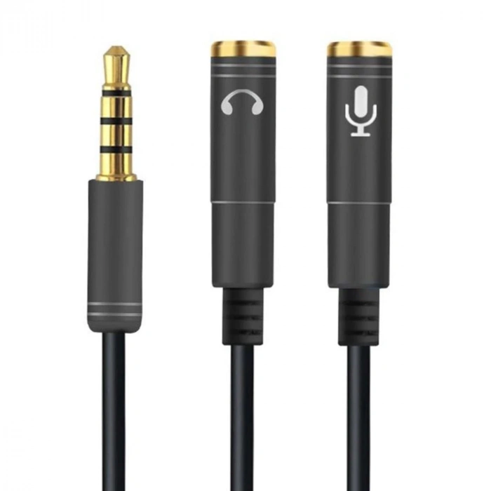 1 Erkek 2 Dişi 3.5 mm Kulaklık ve Mikrofon Ayırıcı Çoklayıcı Aux Kablo (5263)