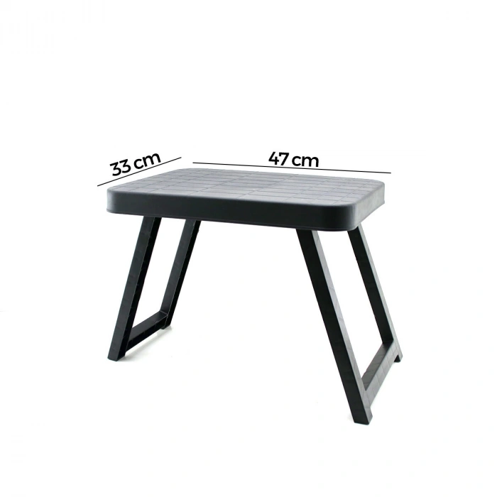 10 ADET KÜÇÜK= 47X33CM KAMP - PİKNİK MASASI SİYAH PLASTİK KATLANABİLİR AYAKLI=38CM (5263)