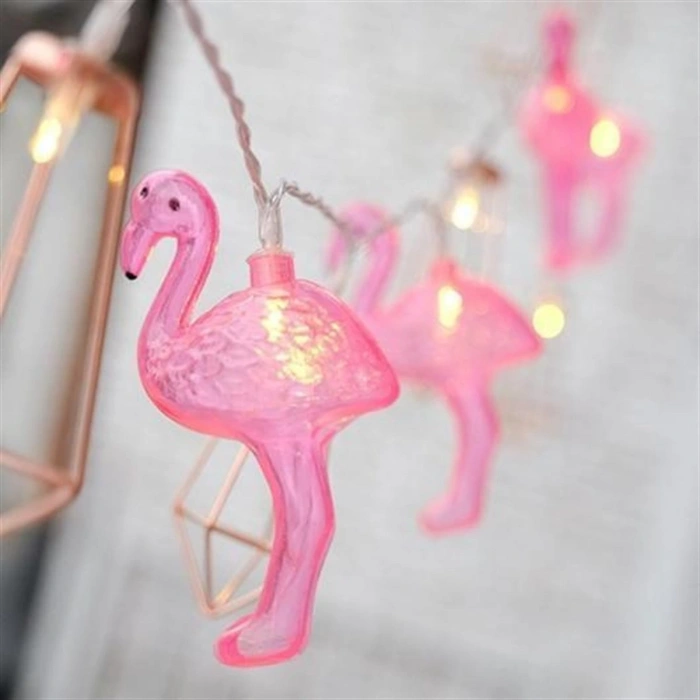 10'lu Pilli Led Flamingo Dekoratif Işık Zinciri Aydınlatma 1,5 Mt (5263)