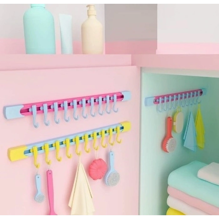 10 Kancalı Raylı Mutfak ve Banyo Düzenleyici Askı 30 cm (5263)