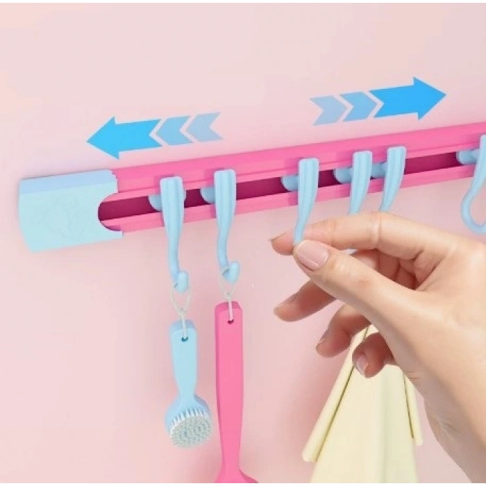 10 Kancalı Raylı Mutfak ve Banyo Düzenleyici Askı 30 cm (5263)