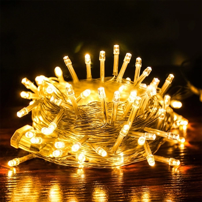 10 Metre 100 Ledli 8 Fonksiyonlu Dekoratif Lambader Sarı Lamba (5263)