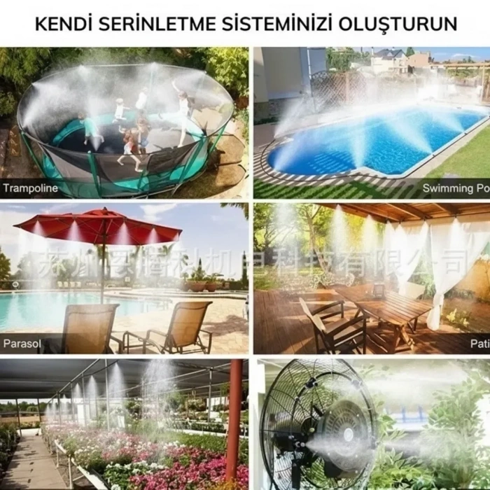 10 Metre Kendin Yap Açık Alan Serinletme Sistemi - Nozzle Başlıklı Bahçe Ve Teras Nemlendirme Seti