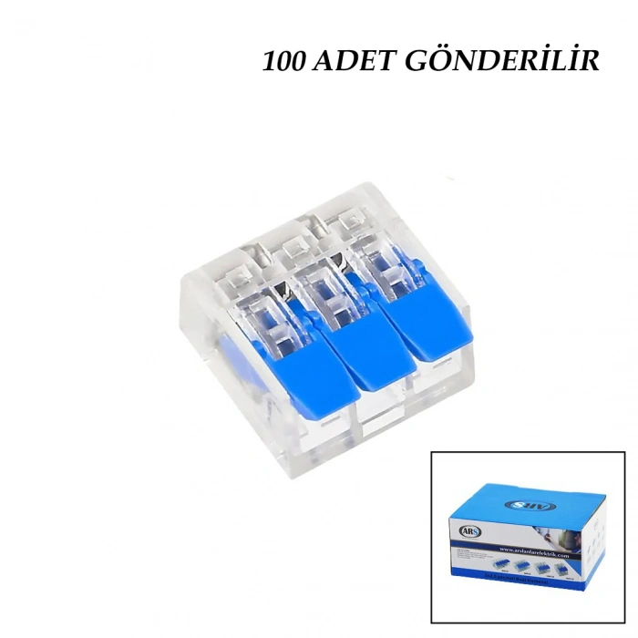 100 ADET 3 LÜ 2X2.5 KABLO GEÇMELİ MANDALLI BUAT KLEMENSİ (5263)