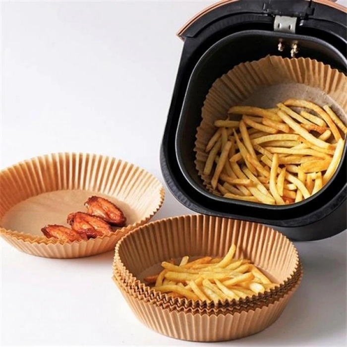 100 Adet  Air Fryer Pişirme Kağıdı Tek Kullanımlık  Yağlı Kağıdı Yuvarlak Tabak Model (5263)