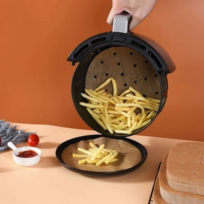 100 Adet  Airfryer Pişirme Kağıdı Tek Kullanımlık Hava Fritözü Yuvarlak Delikli Model (5263)
