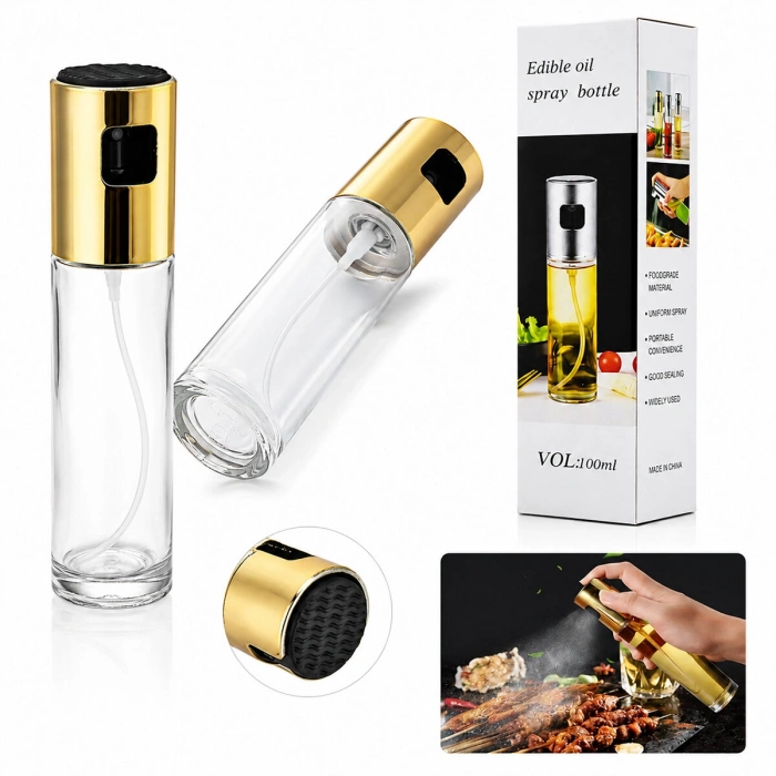 100 ML SPREY CAM YAĞDANLIK KROM - RENKLİ SPREY KAFA - İNCE UZUN ŞİŞE (5263)