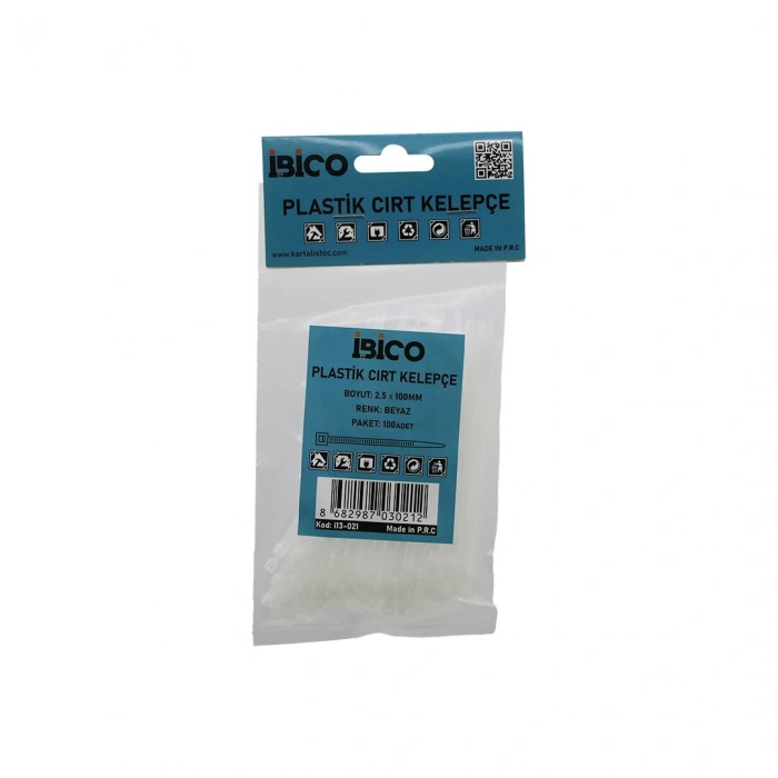 100PCS BEYAZ  2.5X100MM  PLASTİK CIRT KELEPÇE (5263)