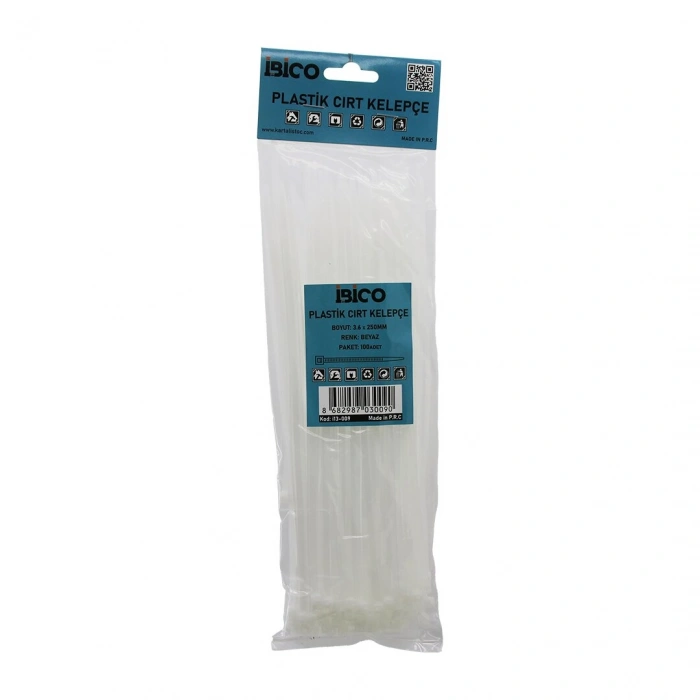 100PCS BEYAZ   3.6X250MM  PLASTİK CIRT KELEPÇE (5263)