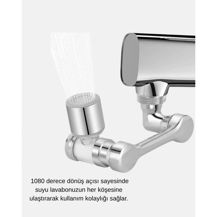 1080° Dönebilen Musluk Ucu – Su Tasarruflu, Esnek Ve 360° Çift Eksenli Başlık