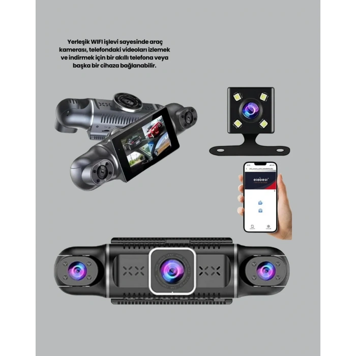 1080p 4 Kanallı Araç Kamerası Gps + Wifi + G Sensör Destekli