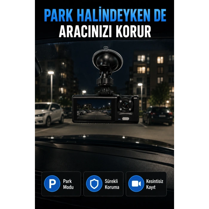 1080p Full Hd Araç İçi Kamera Wifi Bağlantılı Çift Kameralı Geniş Açılı Araç Kayıt Kamerası