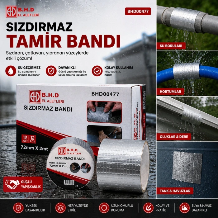 12 ADET 72MMX2MT SU SIZDIRMAZ SAKIZ TAMİR BANTI (5263)