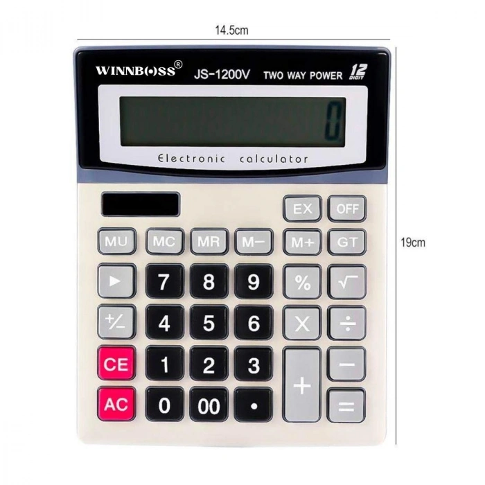 12 Haneli Geniş LCD Ekran, Pilli Büyük Düğmeli Hesap Makinesi (5263)