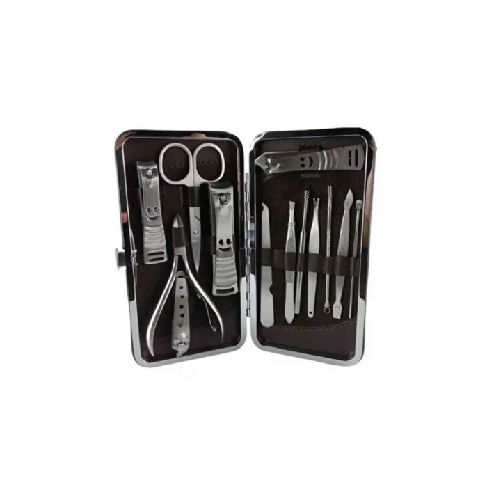 12 Parça Manikür Pedikür Seti Özel Deri Çanta El Ayak Bakımı Akne Ve Sivilce Temizleme