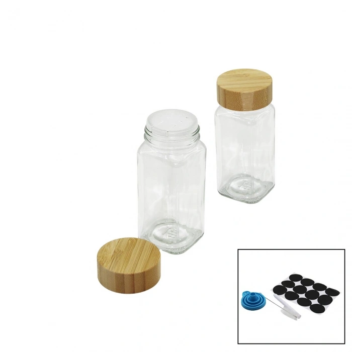 12 PCS TAKIM KARE CAM BAHARATLIK - TUZLUK BAMBU KAPAKLI (5263)