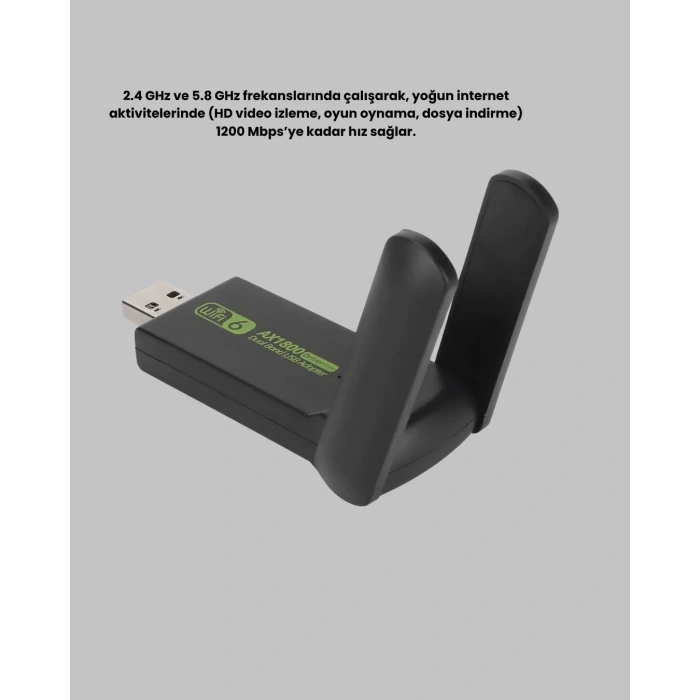 1200 Mbps Dual Band Wifi Adaptör – 5.8g & 2.4g Çift Antenli