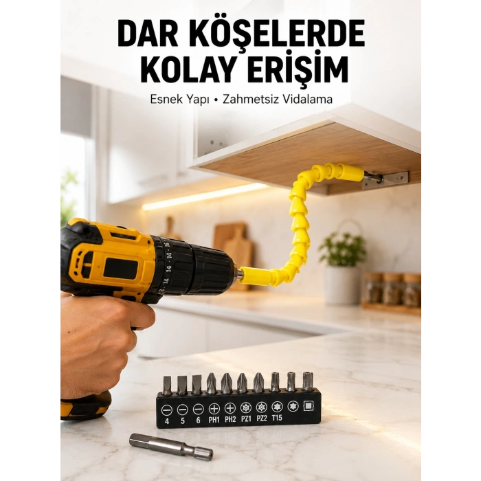 12’li Akrobat Bits Vidalama Seti Esnek Uç Çok Yönlü Kullanım Yeni Nesil