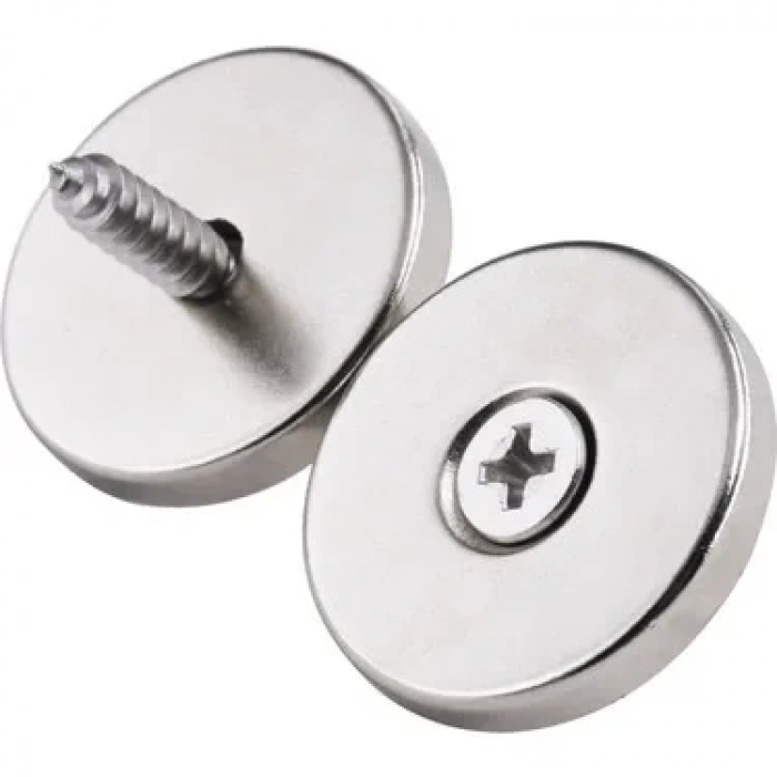 2 Adet 25x10/5x5,5 Mm Neodyum Mıknatıs Havşa Delikli Magnet Vida Atılabilir N35 Nikel Paslanmaz