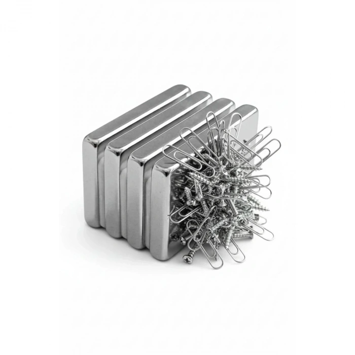 2 Adet 40x20x5mm Neodyum Magnet Güçlü N35 Mıknatıs Köşeli Nikel Kaplama