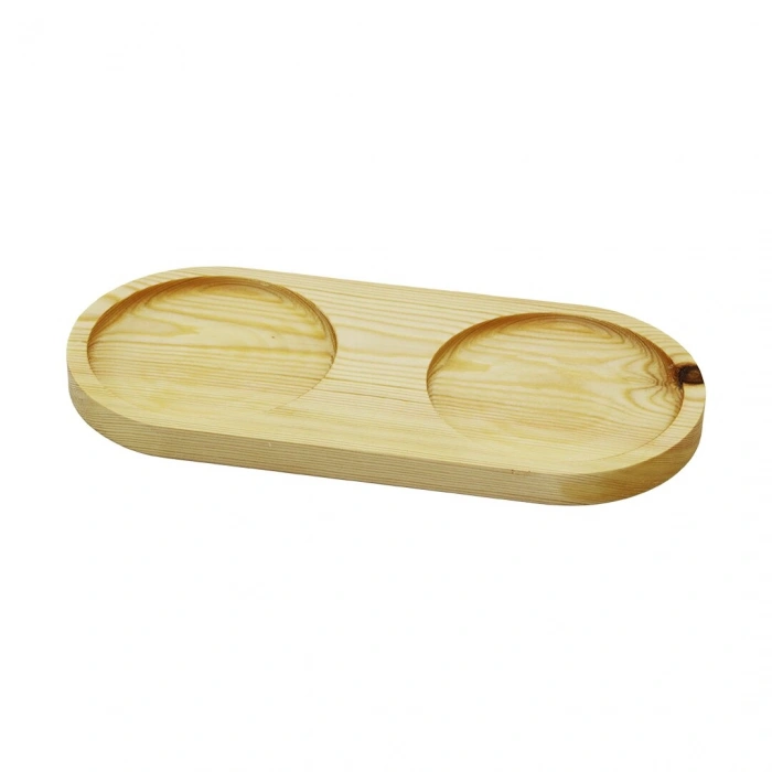 2 BÖLMELİ - OVAL   AÇIK RENK=SADE  AHŞAP YAĞDANLIK ALTLIK  27X12.5CM (5263)