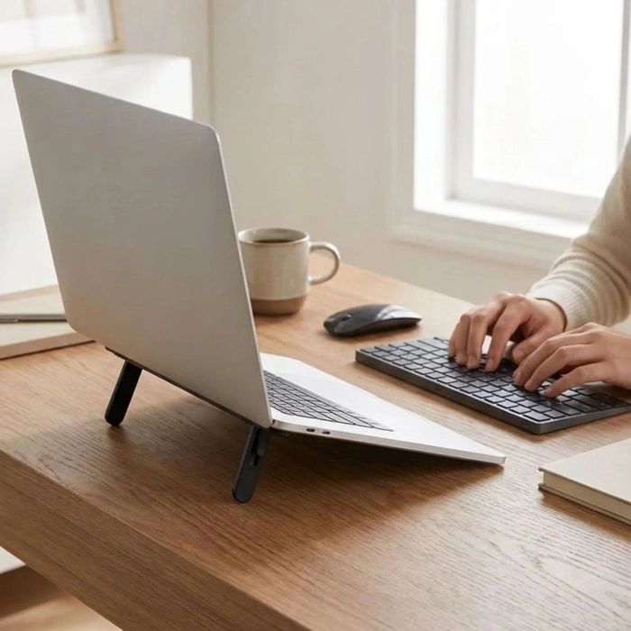 2 Kademeli Katlanabilir Laptop Standı – Kendiliğinden Güçlü Yapışkanlı, Ergonomik Tablet Yükseltici (5263)