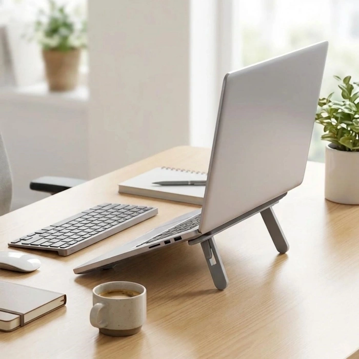 2 Kademeli Katlanabilir Laptop Standı – Kendiliğinden Güçlü Yapışkanlı, Ergonomik Tablet Yükseltici (5263)