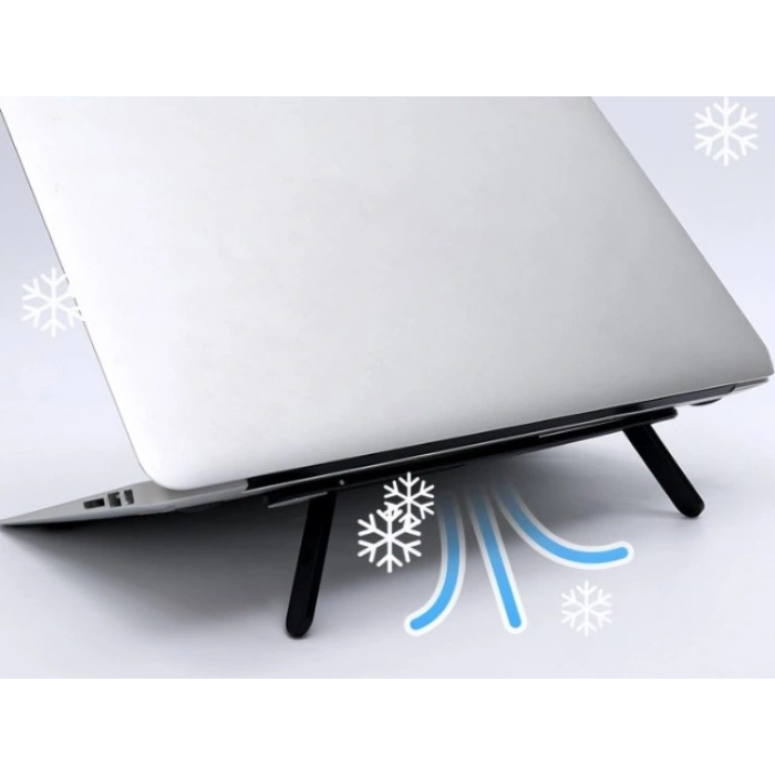2 Kademeli Katlanabilir ve Yapışkanlı Laptop Standı Siyah (5263)