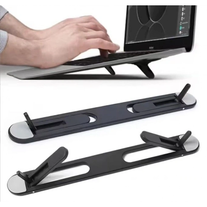 2 Kademeli Katlanabilir ve Yapışkanlı Laptop Standı Siyah (5263)