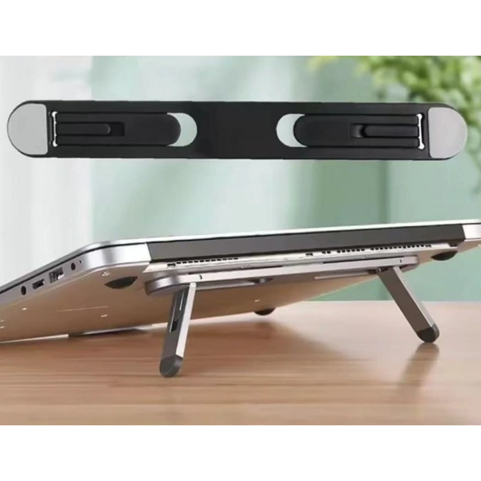 2 Kademeli Katlanabilir ve Yapışkanlı Laptop Standı Siyah (5263)