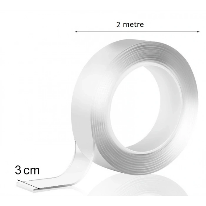 2 metre 2 cm Çift Taraflı Şeffaf Bant (5263)