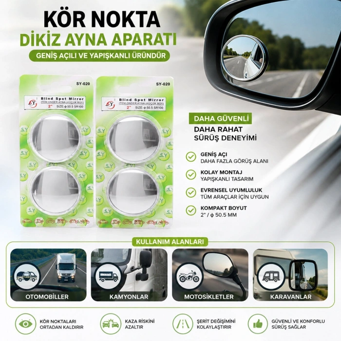 20 ADET KÖR NOKTA DİKİZ AYNA APARATI (5263)