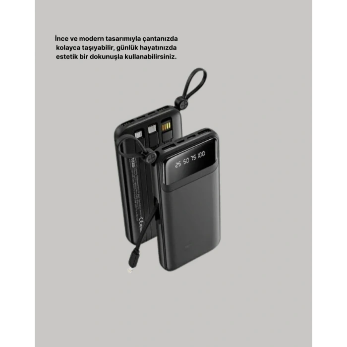 20.000 Mah 4 Çıkışlı Led Göstergeli Hızlı Şarj Powerbank