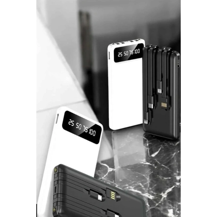 20.000 Mah Led Işıklı Lcd Ekran Usb Girişli Type-c Lightning Powerbank