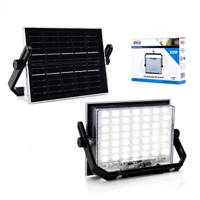 200W GÜNEŞ ENERJİLİ LED IŞIK SOLAR PROJEKTÖR - FENER KAMP - DIŞ MEKAN 3 FARKLI LED IŞIK 348961 LMB (5263)