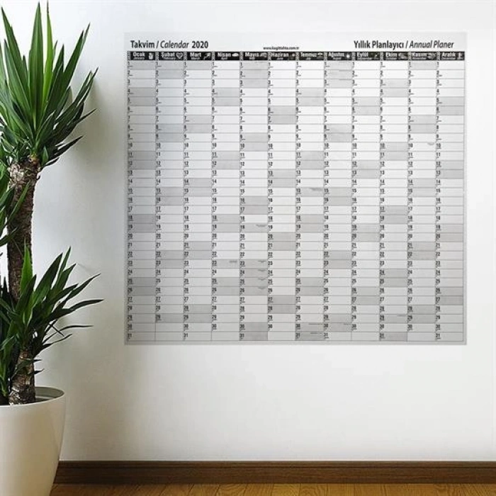 2020 Yıllık Planlayıcı Manyetik Duvar Stickerı Takvim 110x100 cm (5263)