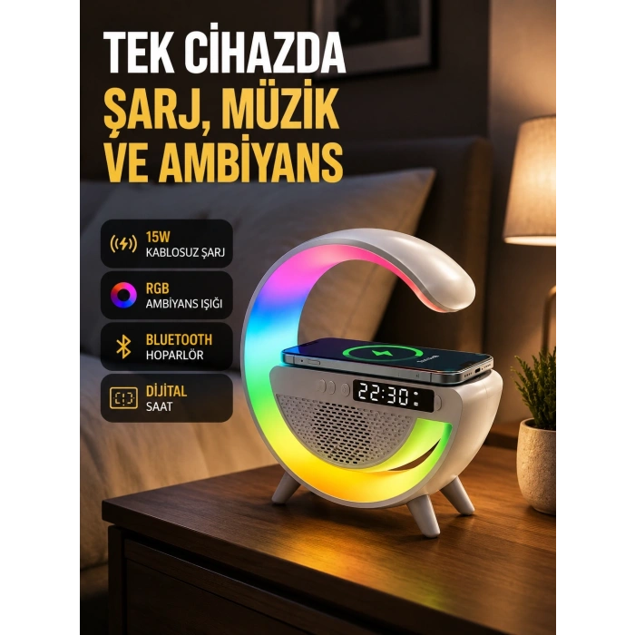 2025 Model 15w Kablosuz Şarjlı Renkli Atmosfer Lambası