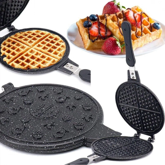 20CM GRANİT DÖKÜM WAFFLE TAVA BAKALİT SAP (5263)