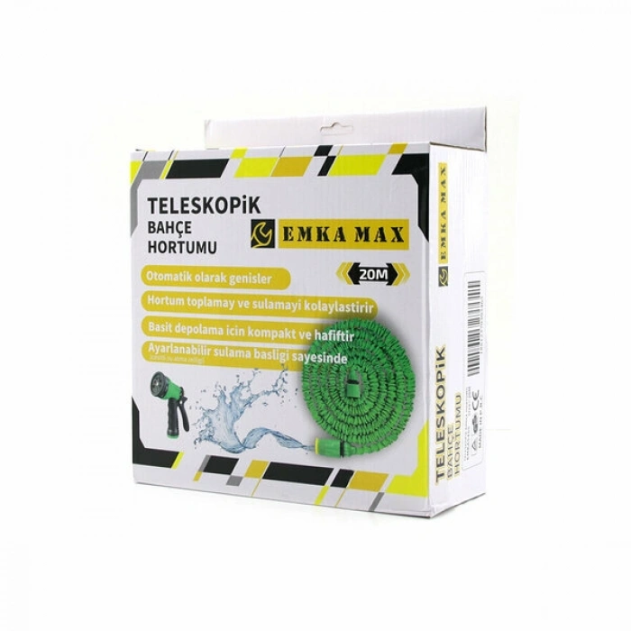 20MT TELESKOPİK UZAYAN BAHÇE HORTUMU 7 FONKSİYON AYARLI TETİKLİ TABANCA (5263)