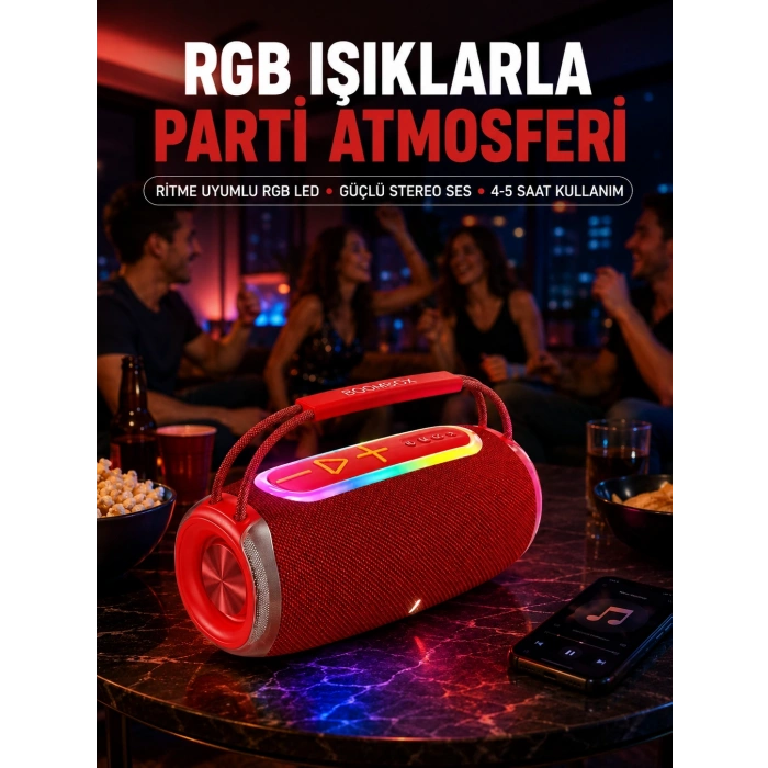 20w Güçlü Ses Çift Sürücülü Rgb Led Işıklı Bluetooth 5.3 Hoparlör