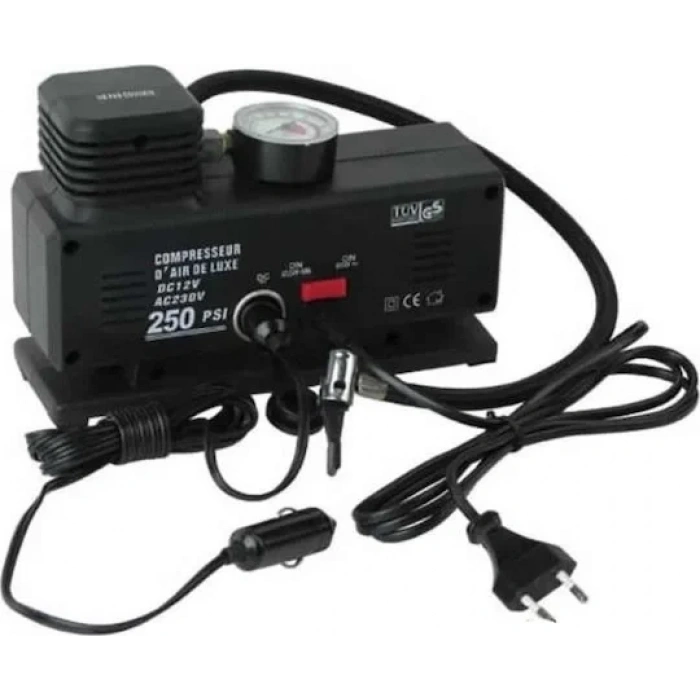 220 Volt-12 Volt 250 Psi Kompresör Lastik Hava Şişirme Oto Pompası Fişli Ve Çakmaklı Yage-843 (5263)