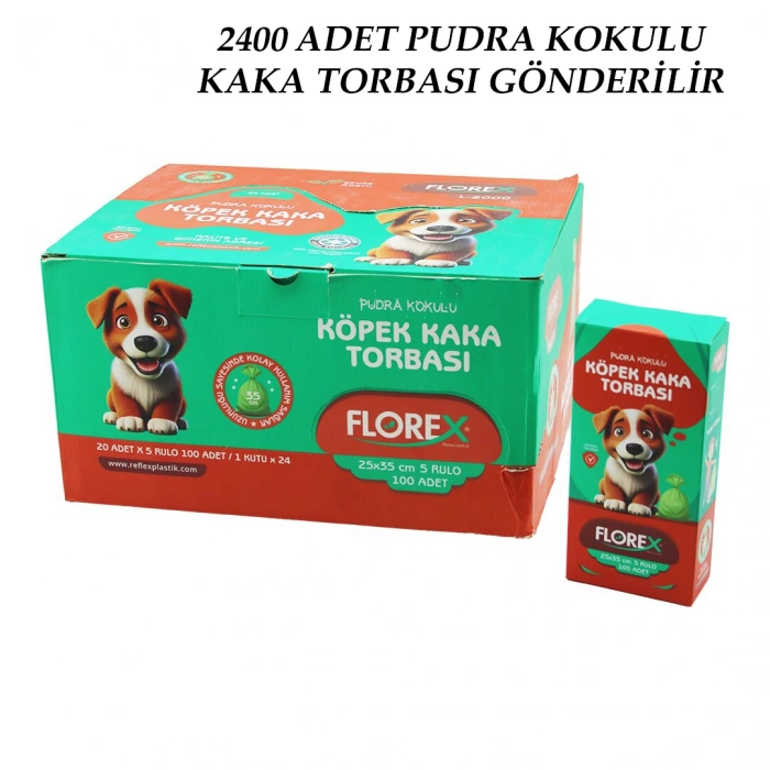 2400 ADET = 1 KOLİ KÖPEK - EVCİL HAYVAN KAKA TORBASI PUDRA KOKULU - 25X35CM (5263)