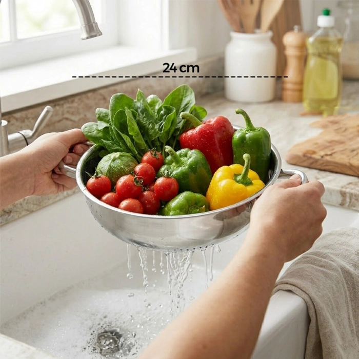 24CM BASIK SÜZEK METAL SÜZGEÇ KULPLU (5263)