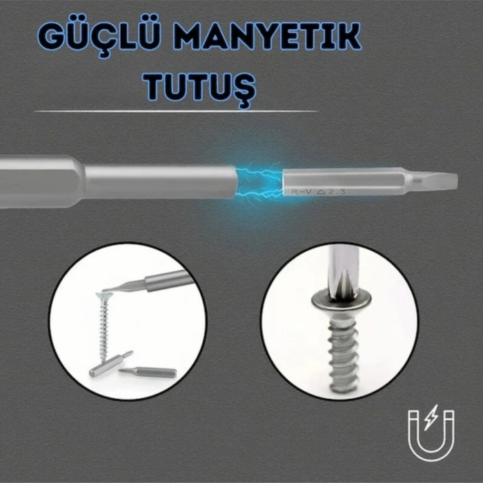 25 Parça 24 farklı uçlu Mıknatıslı 25 in 1  Tornavida Seti (5263)